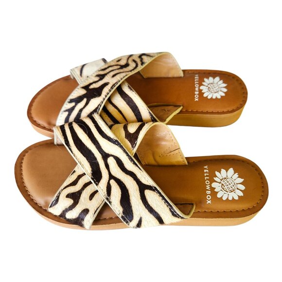 Yellowbox Zebra Ansila Leather Sandal Women's Size 6 M - Picture 2 of 10